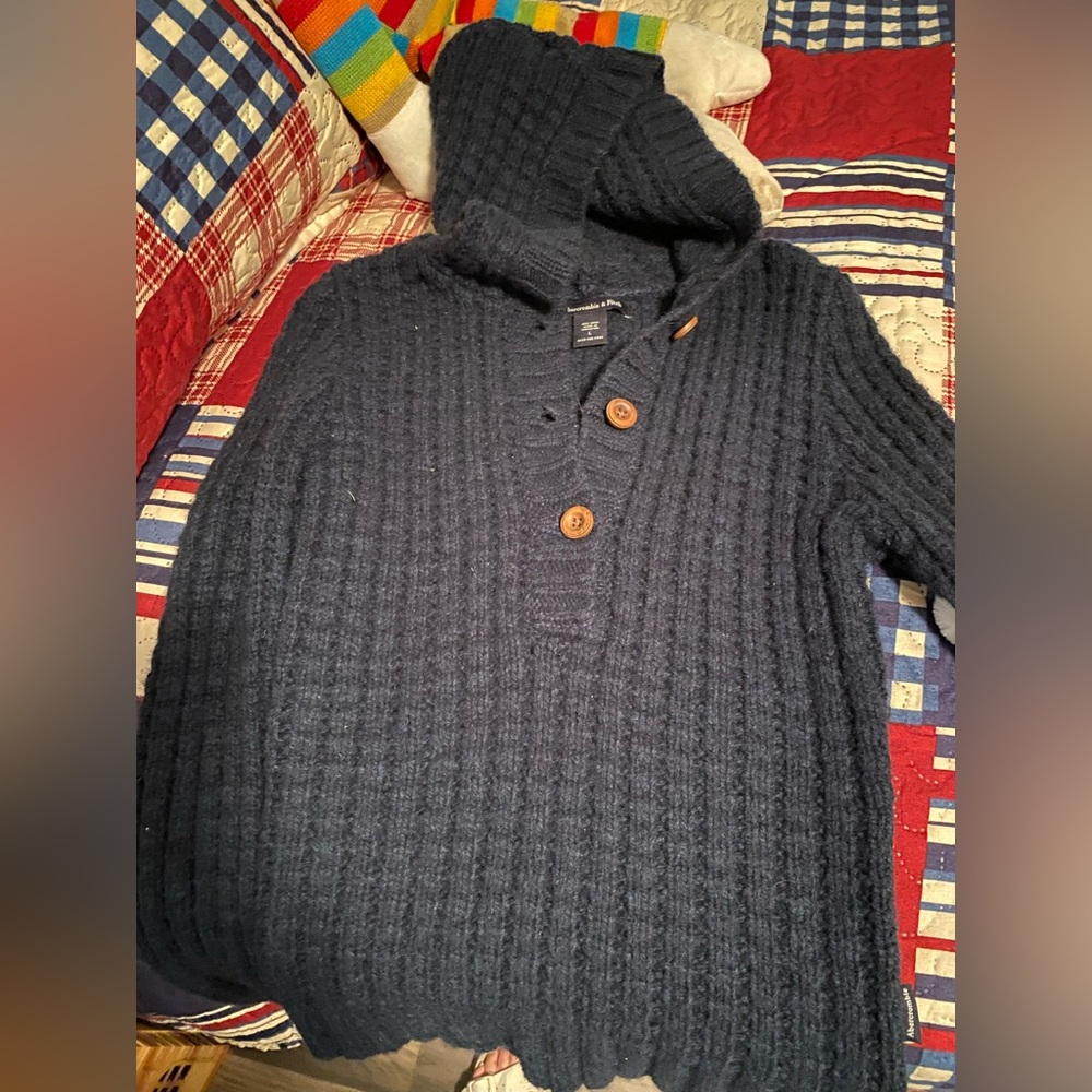 Abercrombie & Fitch Navy Hooded Sweater